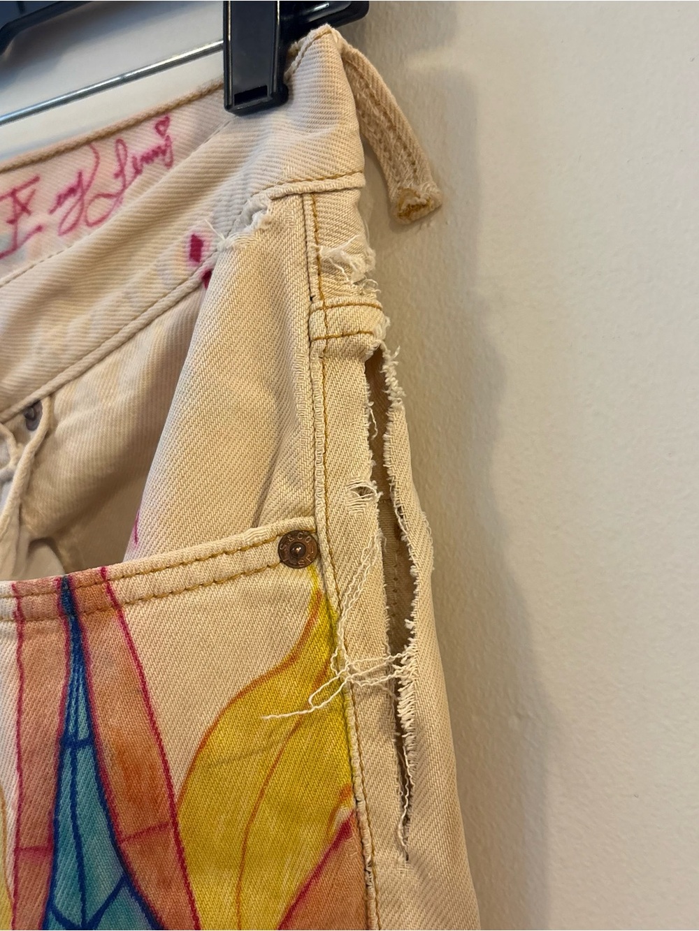 Vtg Levi's 560 Jeans Hand Painted 34x30 Loose Tapered Celestial Art Sun Festival - Picture 12 of 12